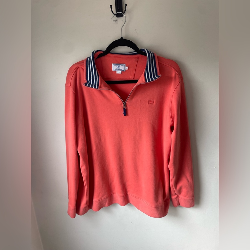 Southern Tide Skipjack Quarter Zip Coral Men’s Large